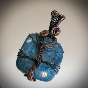 Copper wrapped, Tree of life, Apatite, Pendant