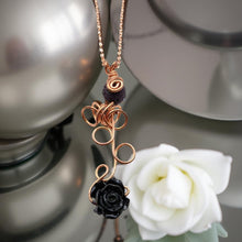 Load image into Gallery viewer, Black Rose &amp; Lava Stone, Copper 18&quot;Necklace
