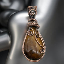 Load image into Gallery viewer, Wire wrapped - copper - Tiger Eye pendant