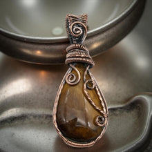 Load image into Gallery viewer, Wire wrapped - copper - Tiger Eye pendant