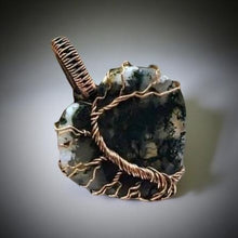 Load image into Gallery viewer, Copper Wrapped - Tree of life - Green Moss Agate - Pendant