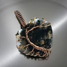 Load image into Gallery viewer, Copper Wrapped - Tree of life - Green Moss Agate - Pendant