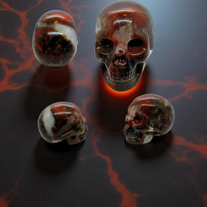 Skull -Dark fire red agate