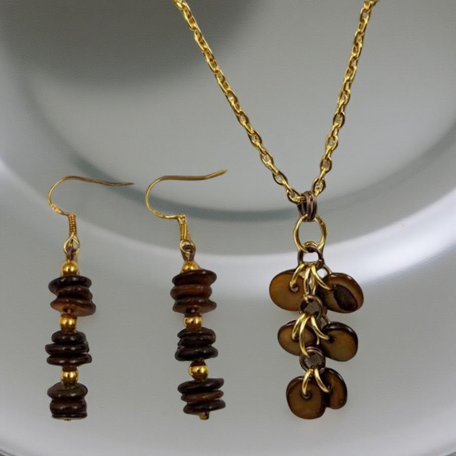Tiger Eye Necklace & Earrings, Set