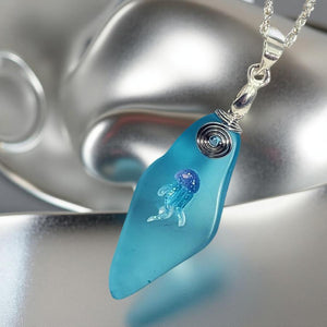 Oceans Embrace - Sea Glass - Jellyfish - Necklace