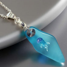 Load image into Gallery viewer, Oceans Embrace - Sea Glass - Jellyfish - Necklace