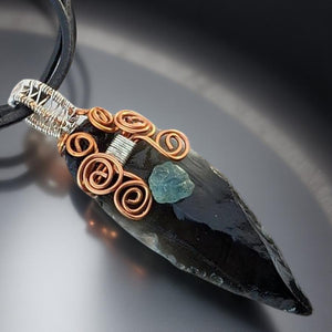 Earth & Sea - Arrowhead - Sea glass - necklace