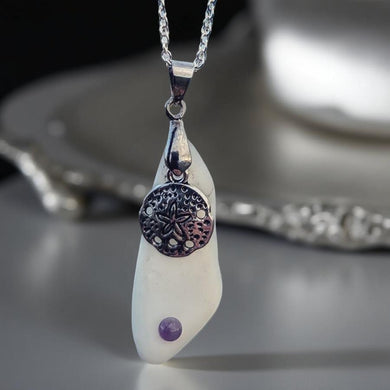 Oceans Embrace - Sea glass - Sand dollar - necklace