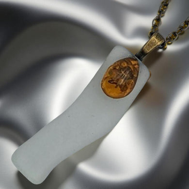 Whispers of the sea - Sea Glass, Amber, Necklace