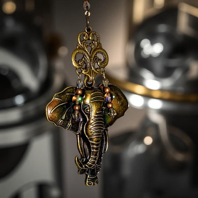 Elephant, Sun Catcher with Smokey Aura Quartz & Prehnite