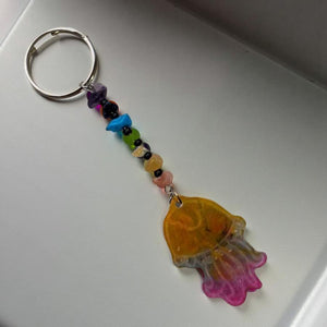 "Coastal Chakra Jellyfish Keychain."