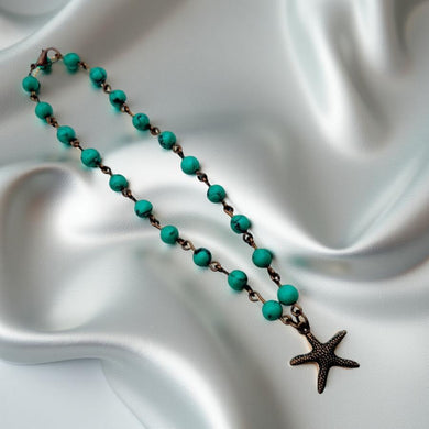 Tibetan Turquoise, Antique Copper,  Anklet