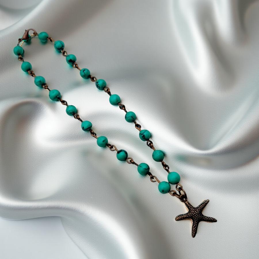 Tibetan Turquoise, Antique Copper,  Anklet