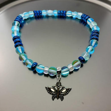 Aqua Aura Quartz,  Butterfly , Anklet