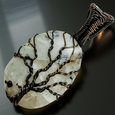 Tree of life, Copper wrapped, Moonstone, Pendant