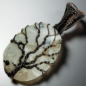Tree of life, Copper wrapped, Moonstone, Pendant