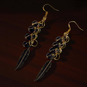 The Guardians Feather - Earrings - Smokey Quartz