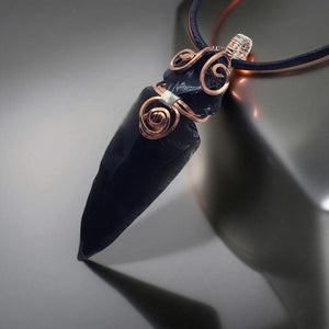 Copper Tear Talisman - Arrowhead - Apache Tear