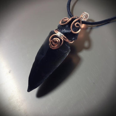 Copper Tear Talisman - Arrowhead - Apache Tear