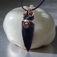 Load image into Gallery viewer, Copper Tear Talisman - Arrowhead - Apache Tear