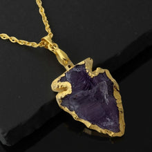 Load image into Gallery viewer, The Golden Talisman -Amethyst - Arrowhead - Necklace