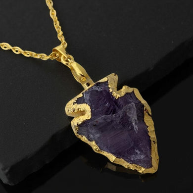 The Golden Talisman -Amethyst - Arrowhead - Necklace