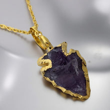 Load image into Gallery viewer, The Golden Talisman -Amethyst - Arrowhead - Necklace