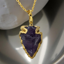 Load image into Gallery viewer, The Golden Talisman -Amethyst - Arrowhead - Necklace