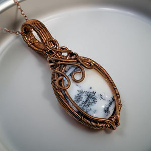 Whisper Grove - Copper Wrapped - Dendrite Opal - Necklace