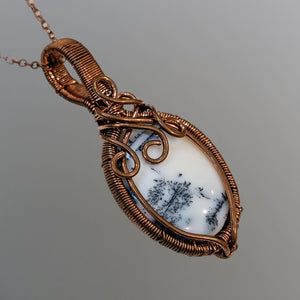 Whisper Grove - Copper Wrapped - Dendrite Opal - Necklace