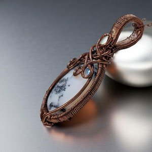 Whisper Grove - Copper Wrapped - Dendrite Opal - Necklace