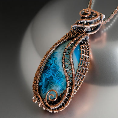 Tranquil Echo - Blue Laguna Lace  Agate - Necklace
