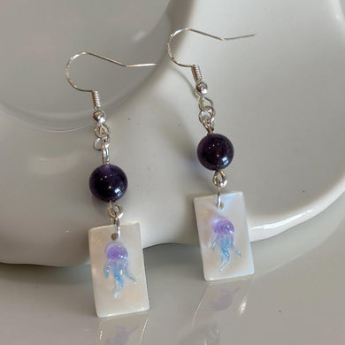 Amethyst Tide - Jellyfish - Earrings - Amethyst