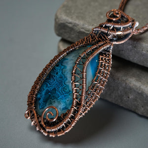 Tranquil Echo - Blue Laguna Lace  Agate - Necklace
