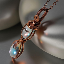 Load image into Gallery viewer, The Aligned Duet - Angel Aura Quartz Twin - Copper - Necklace