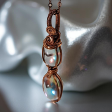 Load image into Gallery viewer, The Aligned Duet - Angel Aura Quartz Twin - Copper - Necklace