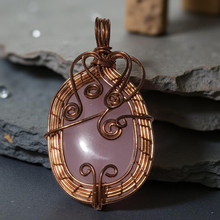 Load image into Gallery viewer, Aura of Recovery - Rose Chalcedony- Copper wrapped -Pendant