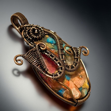 Load image into Gallery viewer, Coral Fire Mosaic - Copper - Spiny Oyster -Pendant