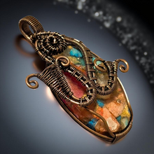 Load image into Gallery viewer, Coral Fire Mosaic - Copper - Spiny Oyster -Pendant