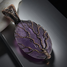 Load image into Gallery viewer, Chalice of Calm -Tree of life -Copper wrapped -Amethyst - Pendant