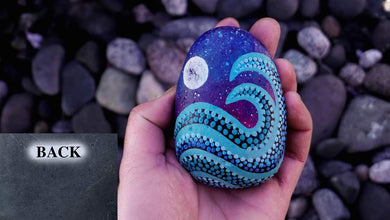 Ful Moon Wave Painted Rock  - Wildlycreative