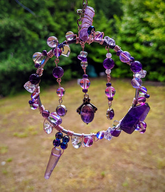 Amethyst, Lavender Aura Quartz, & Clear Quartz Sun Catcher. Local pick up - Echo of a Stone 