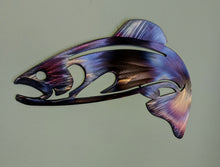 Load image into Gallery viewer, Swimming Salmon Metal art local pick up