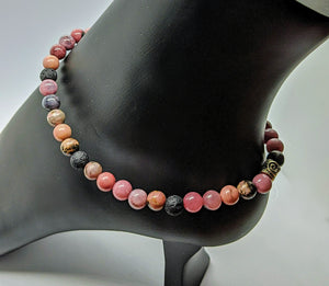 Rhodonite, Aromatherapy, Anklet.