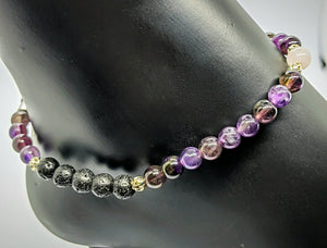 Amethyst, Rose Quartz, Aromatherapy, Anklet