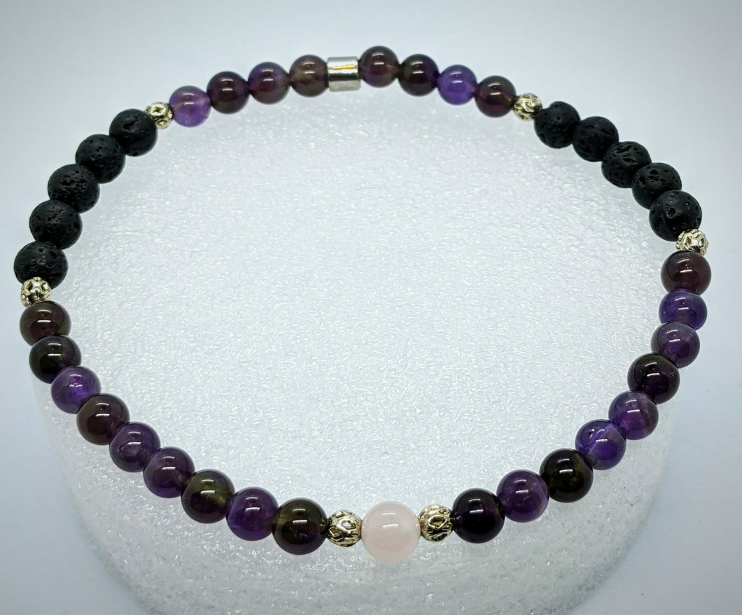 Amethyst, Rose Quartz, Aromatherapy, Anklet