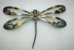 Dragonfly & Blue Topaz Gemstone ,  Metal Art local pick up