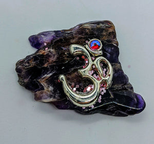 OM on Amethyst with Swarovski Crystal - local pick up