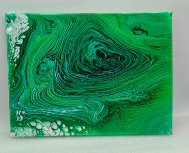 Green Realm, Acrylic pour canvas wall art local pick up