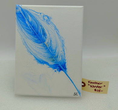 Winter Feather , Acrylic pour canvas wall art local pick up